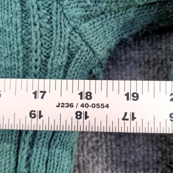 L.L. Bean Women's Pullover Ribbed Turtleneck Sweater Green Medium Cotton Vintage - Picture 12 of 12